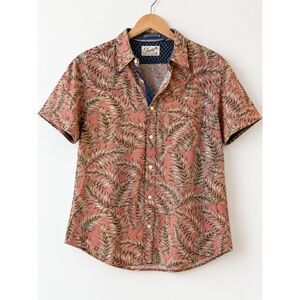 Jachs Men's Short Sleeve Coral Tropical Print Shirt Size Large